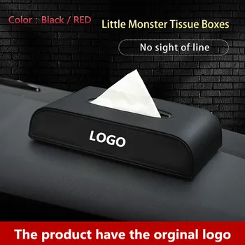 

1pcs Car Tissue Box Interior Accessories Tissue Boxes Black PU leather Creative design Car paper boxes FOR SAAB LOGO