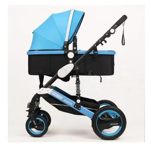 Color blue Детская коляска 2 в 1, коляска для отдыха или увлажнения, складной светильник, двусторонняя детская многофункциональная коляска для новорожденных - Цвет: Color blue