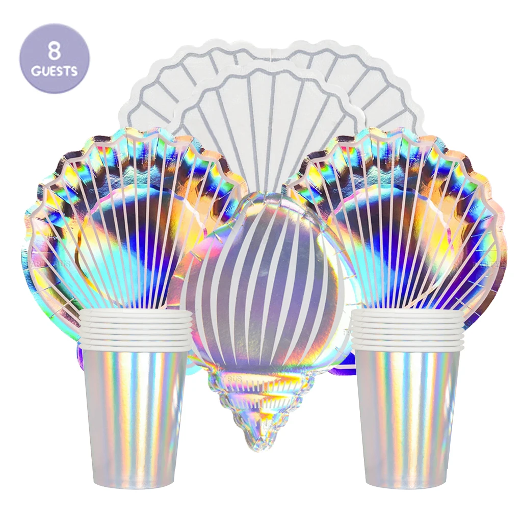 Mermaid Party Decor Colorful Shell Plate Decor Under The Sea Party Little Mermaid Birthday Party Decor Girls Favor Mermaid Decor