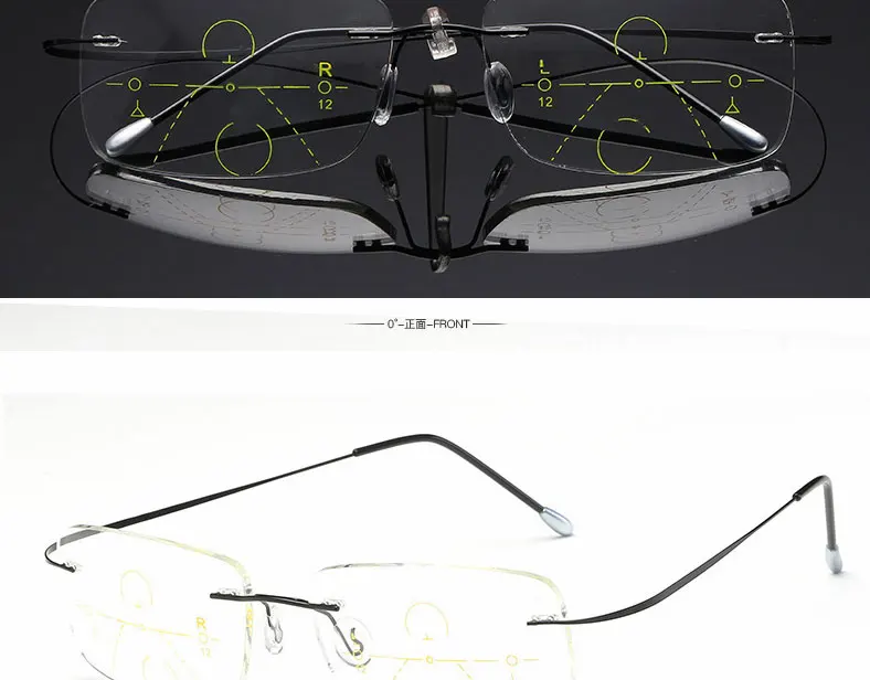 Титановые бескаркасные прогрессивные многофокусные очки для чтения мужские умные очки для чтения с зумом Женская дальняя близорукость анти-синие очки для прогулок и вождения