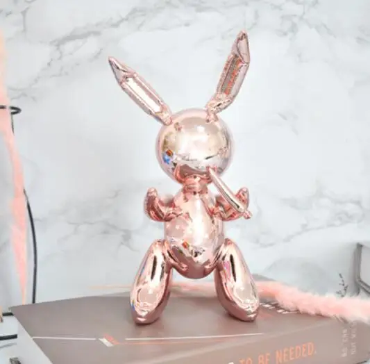 Pink 35CM Горячо! американский поп-арт Смола ремесло шар кролик Статуэтка Статуя шар кролик элегантный подарок - Цвет: Pink 35CM