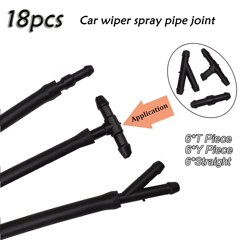 18pcs Car Wiper Spray Pipe Joint Windshield Washer Pipe Nozzle Wiper