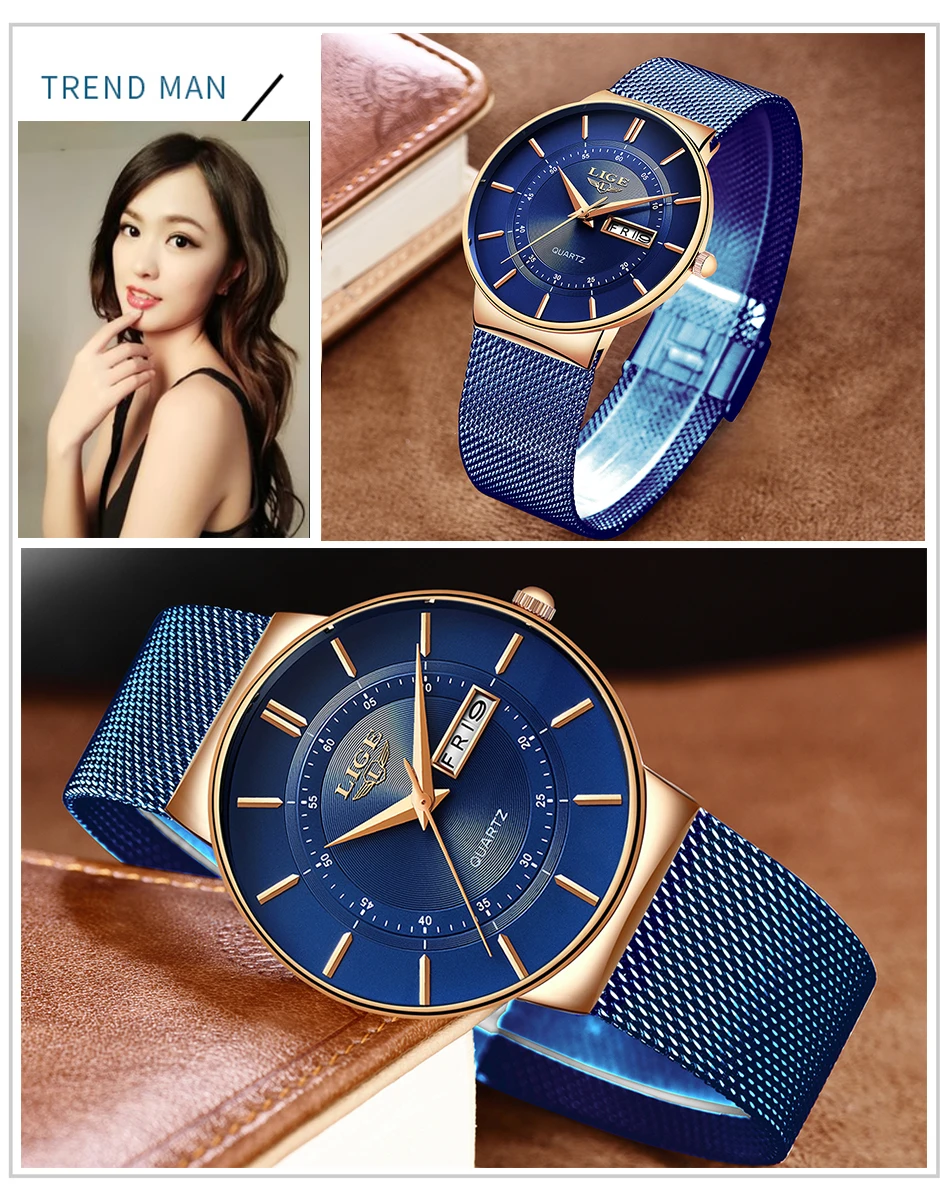 Women Watches LIGE Top Brand Luxury Waterproof Ultra Thin Date Clock Steel Strap Casual Quartz Watch Women Sport Wrist Watch+Box
