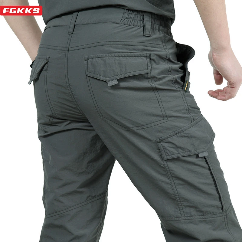 cargo pants FGKKS Fashion Harem Men Pants Hip Hop Joggers Mens Trousers Solid Color Multi-pocket Sweatpant Skinny Fit Cargo Pants Male army cargo pants