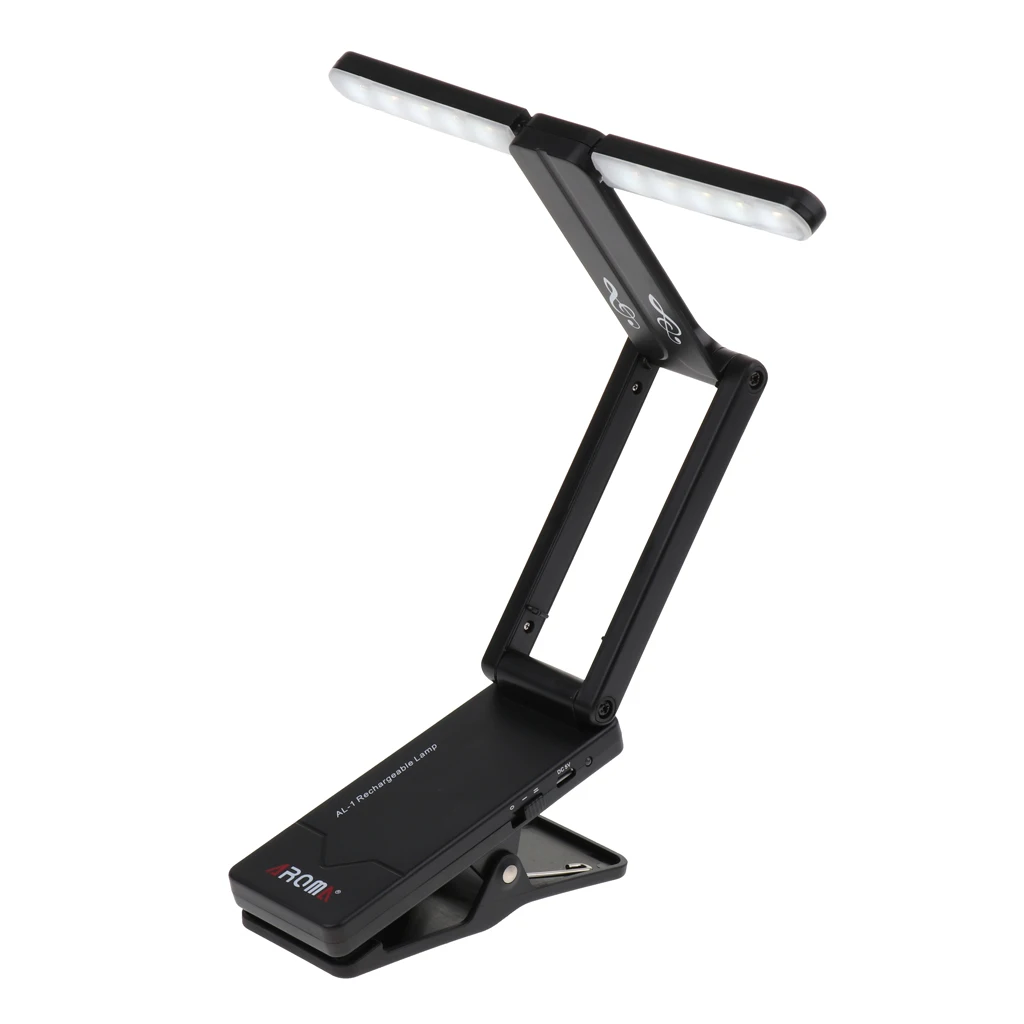 LED Clip-On Orchestra Music Stand Piano with Adapter Rechargeable Light 7.68x0.55inch