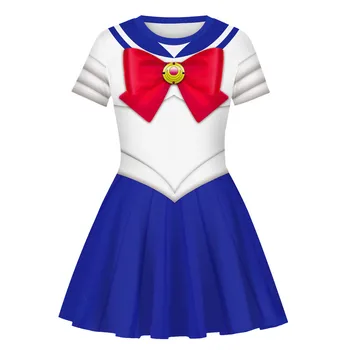 

cosplay Sailor Moon Dress 3D Print Child Girl women Dress JK Uniform Cute Girl Princess Dress