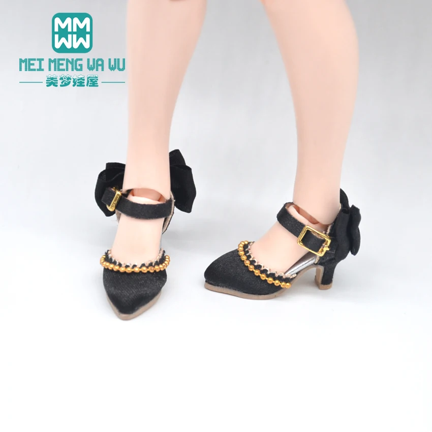 2.8cm Mini toys doll shoes for 28-30cm blyth Azone OB23 OB24 fashion Bow Satin high heels