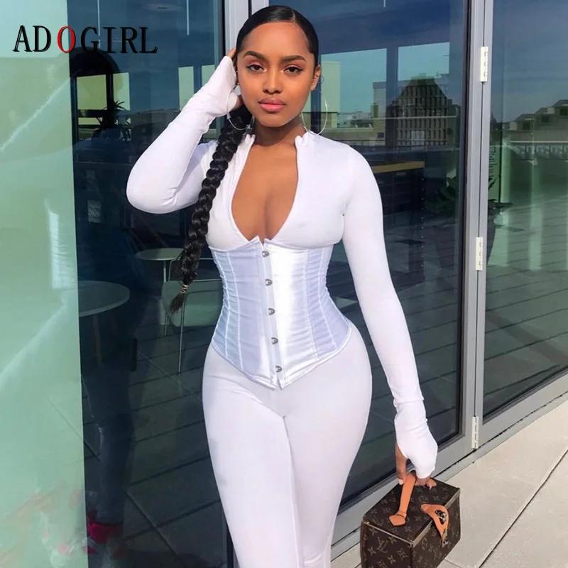 Adogirl Long Sleeve Corset Jumpsuit 