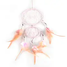  1set Dream Catcher Decor Heart Shape White Feathers Hanging Decoration Dreamcatcher Net India Style Home Decoration 