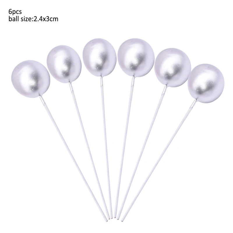 6pcs silver balls Радуга Единорог торт Топпер Свадьба День Рождения Торт украшения Детские сувениры флажки для торта кекс Топпер Единорог вечерние принадлежности - Цвет: 6pcs silver balls