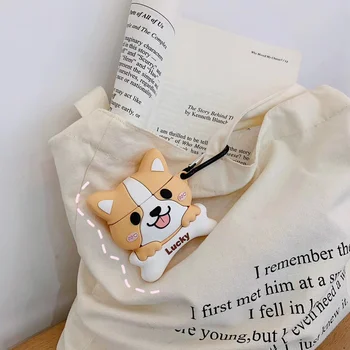 

for Apple AirPods Pro 3D Corgi & Dog Butt Cartoon Silicone Case Bluetooth Wireless Earphone Protective Cover w/ Hook for AirPods