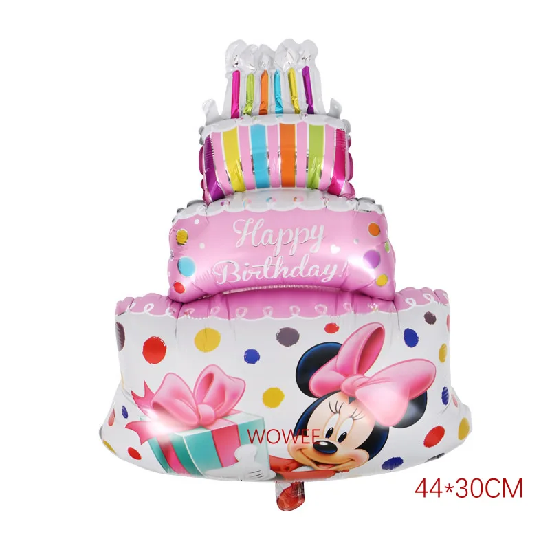 cake pink 1pc Воздушный шар шарик изображением Микки для День рождения поставки Юбилей вечерние пижамы с рисунками для детей вечерние украшения - Цвет: cake pink 1pc