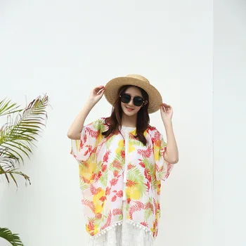 

New holiday Korean version of silk scarf woman summer seaside leaf scarf beach sunscreen shawl air conditione