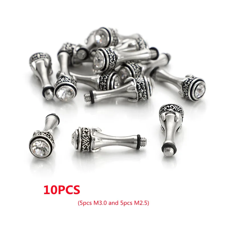 하이엔드 보석 지르콘 실버 탈착식 손가락 받침대 가위, M 3.0, 2.5x0.5mm, 혼합 색상 크기, 이발사 사용 가위 액세서리, 10 개