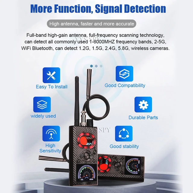 GPS RF K68 Anti-Spy Scanner Detector Camera GSM Audio Bug Finder Tracker  2023