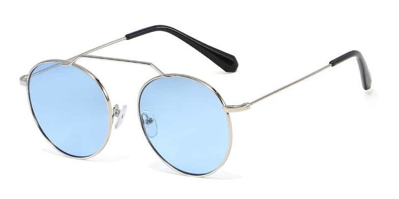 C3 blue 48026 Круглые ретро солнцезащитные очки для мужчин и женщин модные UV400 очки - Цвет линз: C3 blue