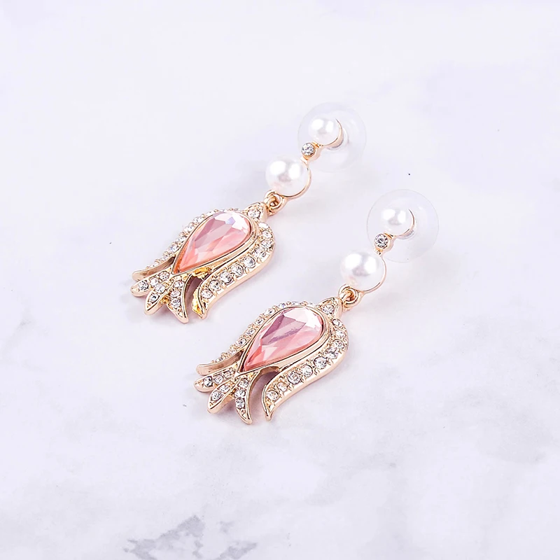 Кристальные бутоны тюльпанов висячие серьги имитация жемчуга свисающие полимерные серьги для женщин Лето Новое поступление модные ювелирные изделия