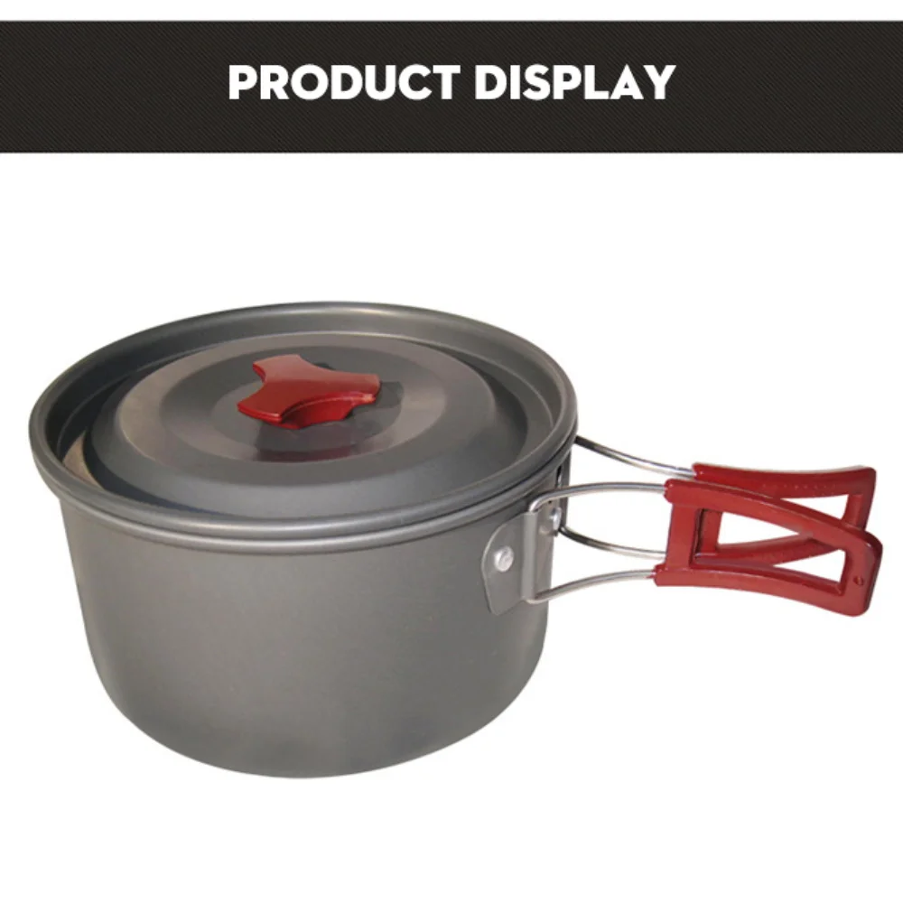 

Portable Outdoor Hiking Camping Cooking Pan Pot Cookware Aluminum Picnic Travel Tableware Non-stick Pots Pans Utensils with Bag