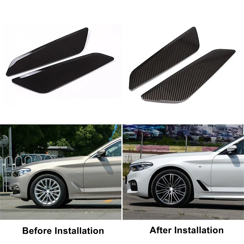 2PCS/set Car Out Side Vent Air Flow Outlet Sticker Decoration For BMW G30 G38 New 5 Series 2017 2018 Fender Wind Port Cover Trim