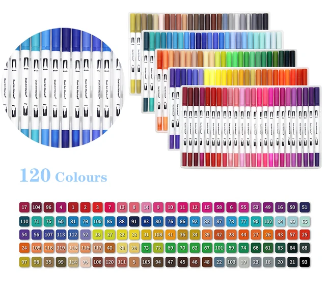 OBOSOE Dual Tip Brush Pens 48 Colours Felt Tip Pen Colouring Pens