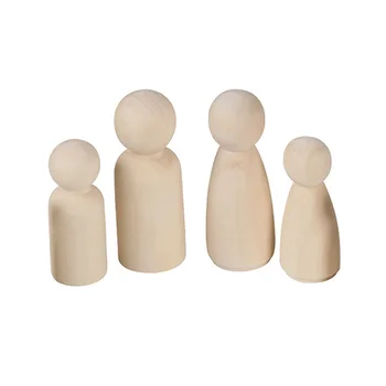 

20 Pcs Kids Toy Educational Male Peg Paint Natural Wooden Doll Hard Unfinished Female