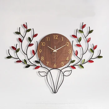 

Hoshine Europe Style Metal Wall Clock House Decoration Deer Dog Horloge Klok Home Decor Reloj de Pared Large Saat