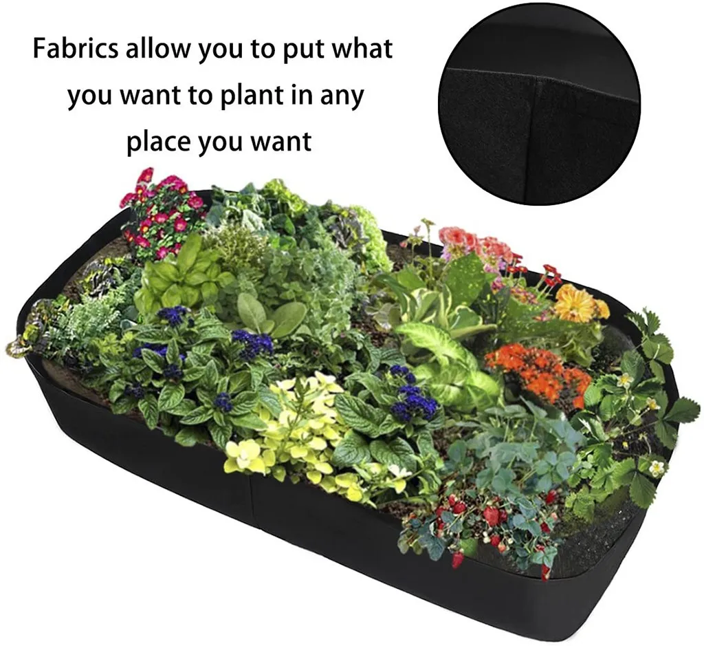 Fabric Raised Garden Bed Rectangle Planting Container Grow Bags Breathable Felt Fabric Planter Pot For Plants Nursery Pot Fabric Raised Garden Bed Rectangle Planting Container Grow Bags Breathable Felt Fabric Planter Pot For Plants Nursery Pot