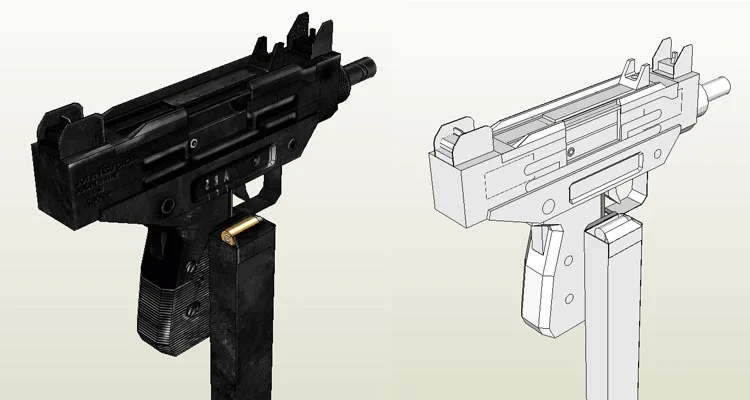 Échelle 1:1 CS MP5K Pistolet mitrailleur UZI papier 3D Modèle Puzzle Kit Cosplay À faire soi-même Cadeau 