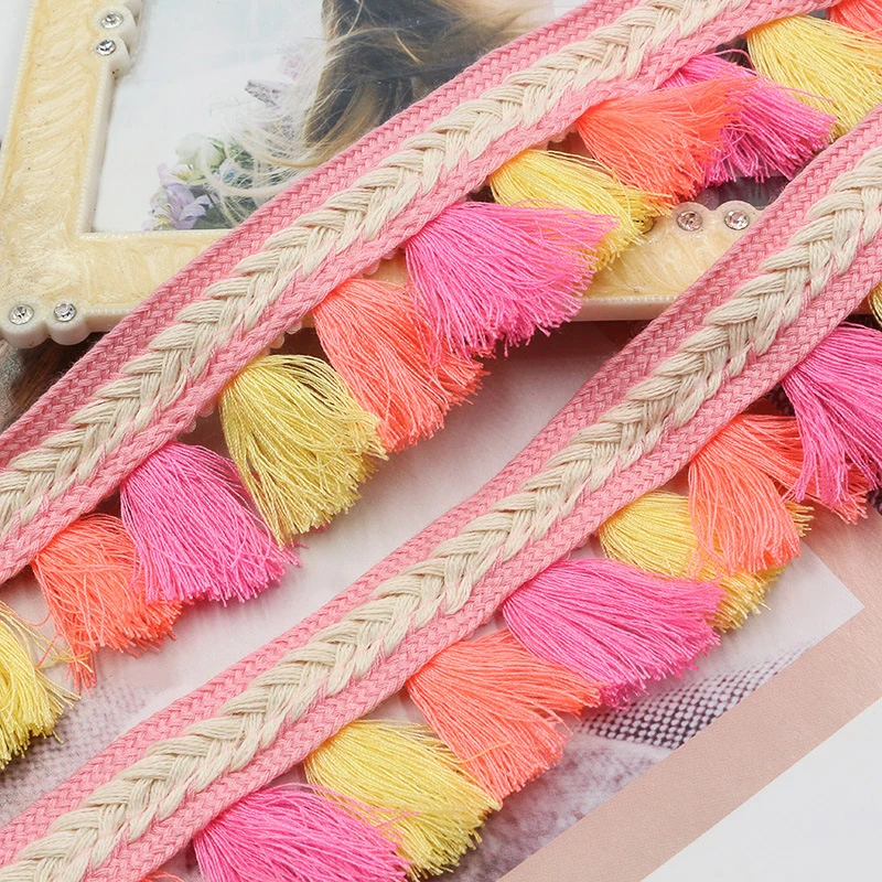 SOOKOO Cinta De Costura Hecha A Mano Con Pompón De Arco Iris, 5 Yardas