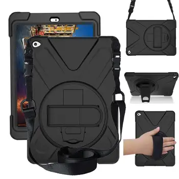 

New For iPad Air 2 A1566 A1567 Tablet Case, Kids Safe Shockproof Heavy Duty Rotating Hand Strap/Kickstand+Shoulder Strap