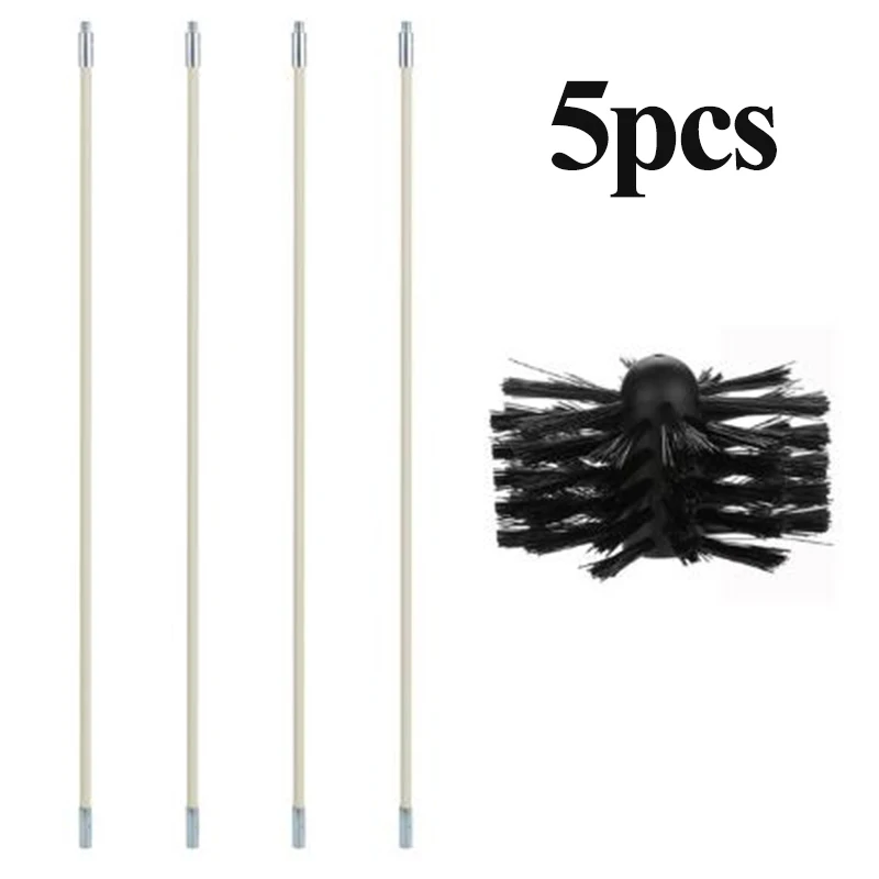 Chimney Cleaner Brush Rotary Sweep System Stove Fireplace Clean Kit W//Rod