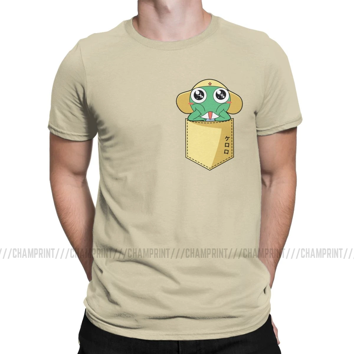 Keroro аниме Sgt лягушка Мужская футболка винтажные футболки короткий рукав круглый вырез Футболка хлопок 4XL 5XL Топы - Цвет: Хаки