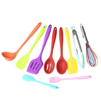 

Pcs Colorful Non-stick Silicone Kitchen Cooking Utensils Set Kitchenware Kit Include Spatula Soup Spoon Colander Basting Brush