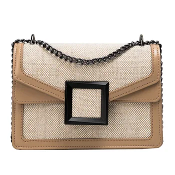 

New 2020 Crossbody Bag Fashion Women Shoulder Bags High Quality Lady Phone Pocket Linen PU Leather Wild Chain Messenger Bags