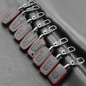 

Genuine Leather Remote Key Case Cover For Toyota Camry Reiz Corolla Rav4 Crown Avalon Prado 4Runner CHR Venza Prius S03