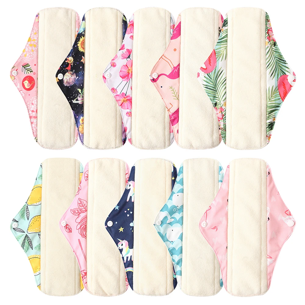 Ohbabyka 3 шт бамбуковые подушечки для мамы с 1 маленьким мокром мешком моющиеся менструальные подушечки многоразовые гигиенические полотенца