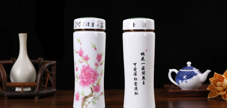 Двухстенная Керамическая бутылка для воды Jingdezhen высококачественные бутылки для воды прямые чашки для кофейные чашки для поездок посуда для напитков гидро колба