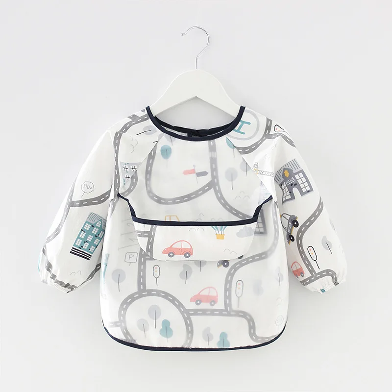 cheap baby accessories	 Newest Arrival Baby Kids Bibs Toddler Long Sleeve Waterproof Art Smock Feeding Bib Apron Pocket Fit 0-3 Years Baby Bibs accessoriesbaby eating 