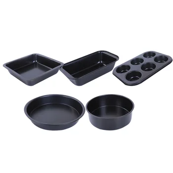 

5pcs Baking Tray Set Round Live Bottom Cake Molds Rectangular Oven Toast Box Cake Baking Pan Non-stick Pizza Baking Tray Bakewar
