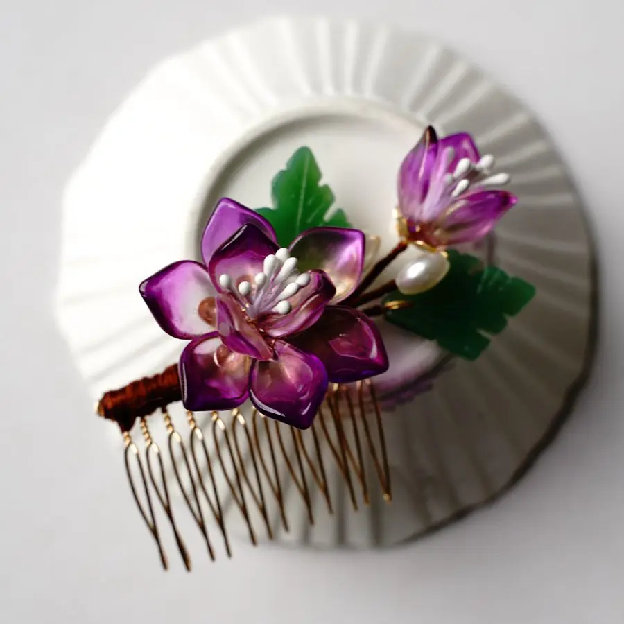2021 New Original Design Chinese Hairpin Pink Blossom Flower Hair Pins For Women Hair Pin Bridal Headpiece Pince Cheveux Femme