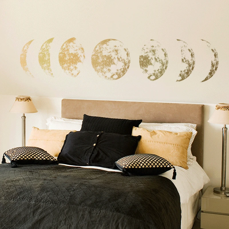 1PC Gold Moon phase 3D Wall Sticker Mural Art Decal for Bedroom Living Room Child Study Home Office Decor 115*21cm 1PC Gold Moon phase 3D Wall Sticker Mural Art Decal for Bedroom Living Room Child Study Home Office Decor 115*21cm