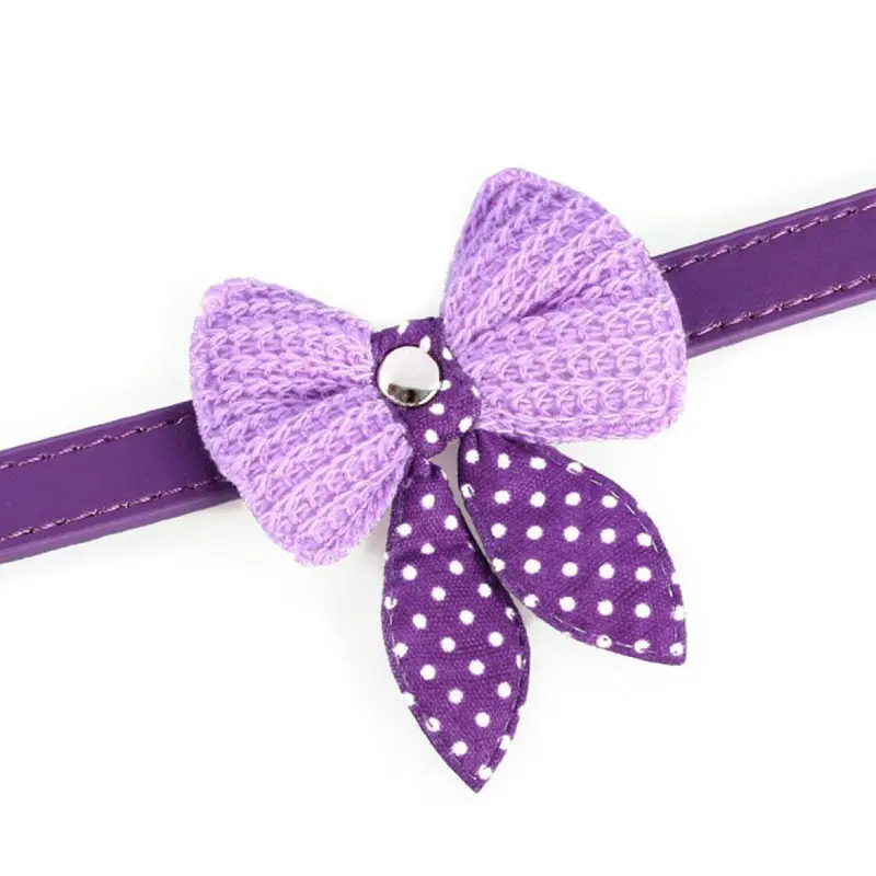 От 1 шт., популярная модель, Bowknot Регулируемая из искусственной кожи собака щенок воротники, ожерелье(фиолетовый
