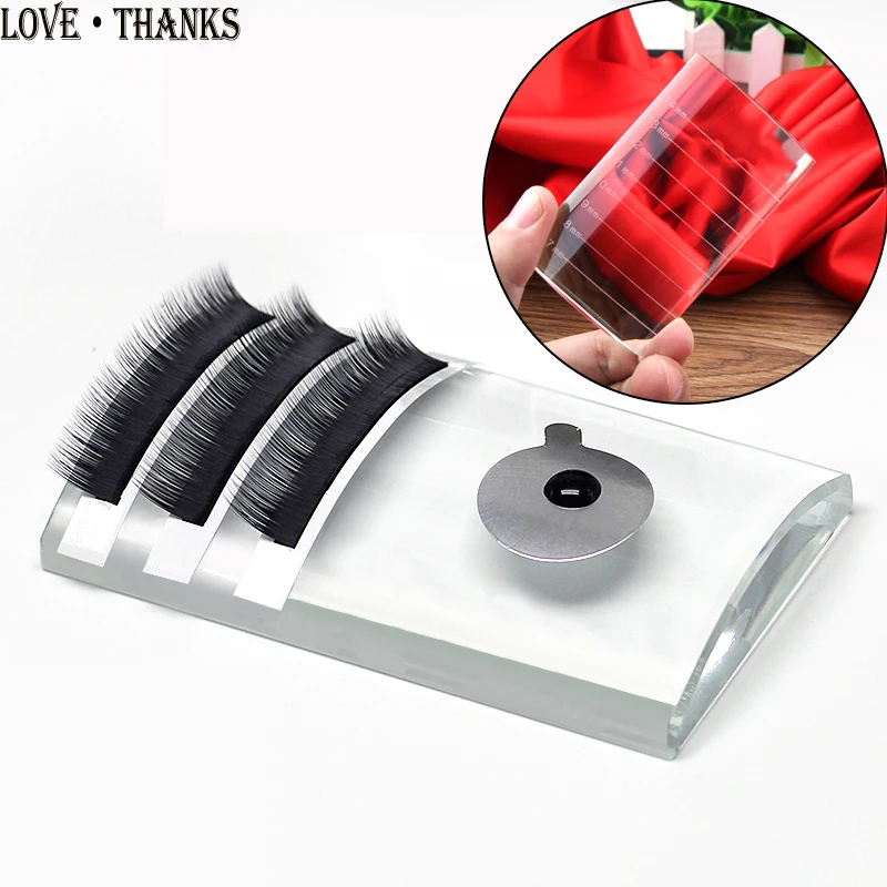 

New 2 in 1 Acrylic False Eyelashes Stand Pad Pallet Lashes Holder with Tick Mark Fake Lashes Extension Essential Tool