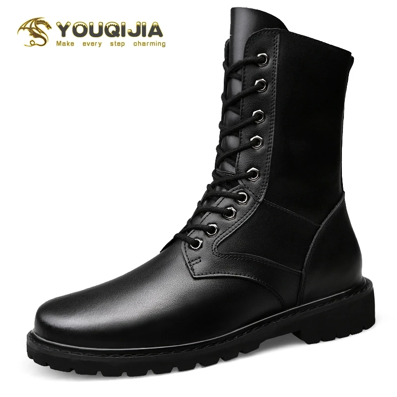 

Military High Soft Genuine Leather Martin Boots Men Outdoor Keep warm in winter Snowboots Motorcycle Boots Waterproof Timberland