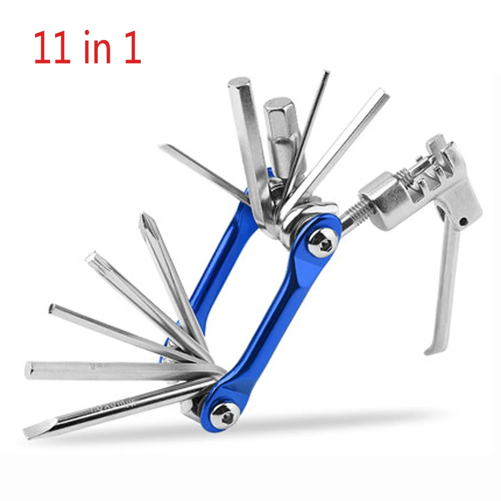11 In 1 Mini Repair Pocket Folding Tool Bicycle Moutain Road Bike Tool Set Cycling Multi Repair Tools Kit Wrench