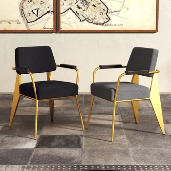 

Nordic Light Luxury Iron Art Dining Chair Post Modern Minimalist Negotiate Chair Restaurant Hotel Café Chair