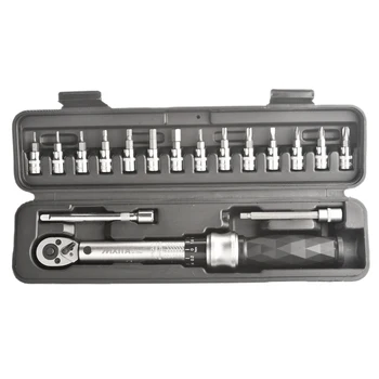 

Mxita High Precision Industrial 17Pcs Set 1/4 Dr 1-25Nm Preset Torque Wrench Bicycle Tool Kits Bike Repair Spanner Torque Wrench