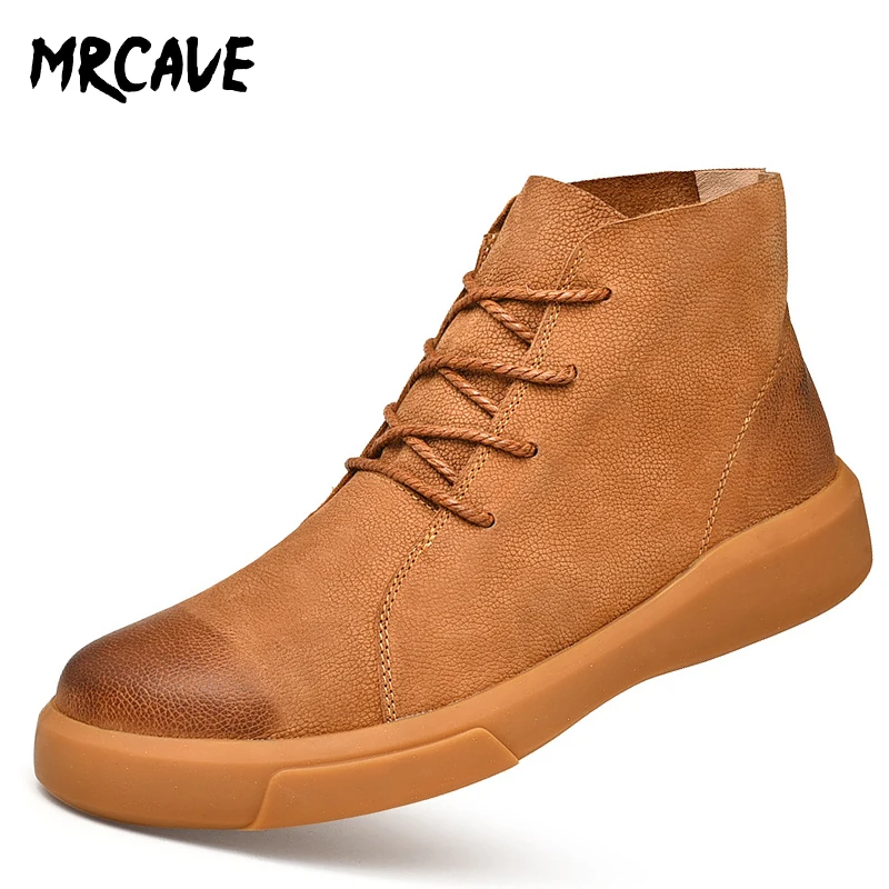 MRCAVE/зимние мужские ботинки; теплые зимние ботинки; осенние ботильоны в стиле ретро; Повседневная дышащая обувь для ходьбы; удобная кожаная Рабочая обувь