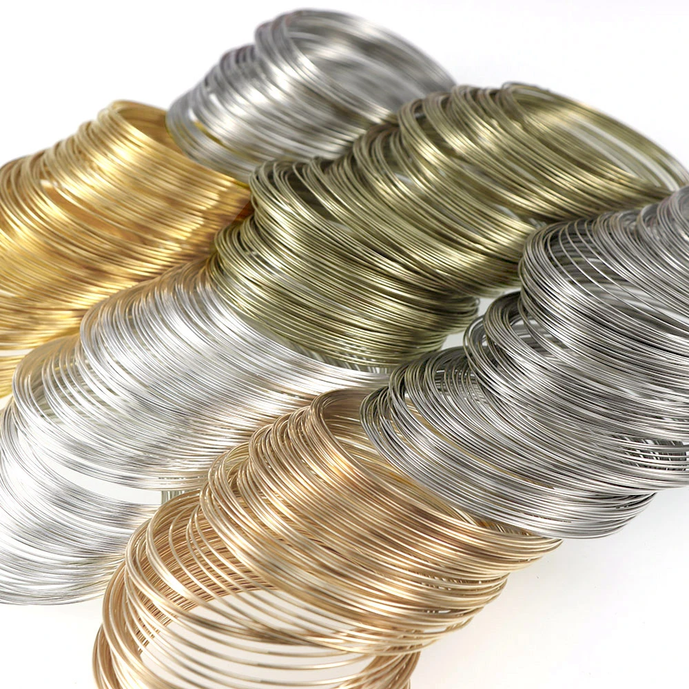 100 bucles de plata, oro, bronce, abalorios memoria, alambre de acero para manualidades, accesorios de joyería, brazalete multicapa, fabricación de pulseras 0,6mm|Piezas de cierre y matarial de - AliExpress