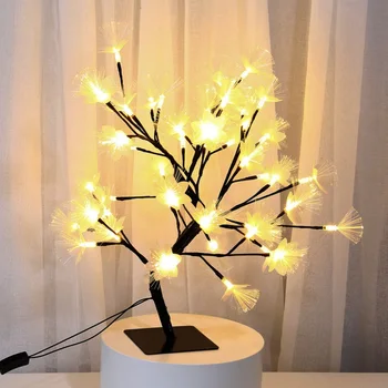 

Plug-In 48 LED Light Black Fiber Optic Tree Lamp Branch Night Light Desk Lamp Home Bedroom Wedding Party Bar Decoration NEW!